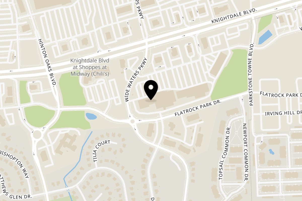 Map showing the location of 101 Kitchen on 4001 Widewaters Pkwy in Knightdale
